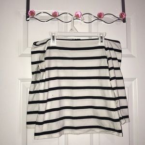 B&W STRIPED 3/4 SLEEVE OFF THE SHOULDER TOP (F21)